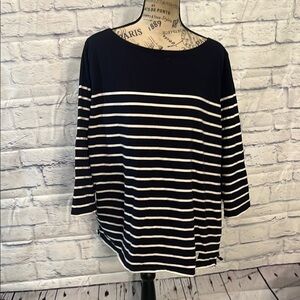 Talbots Striped Top 3/4 Sleeves Nautical Size 2X